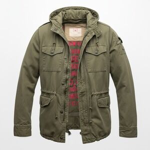 GAP RED Military Parka Jacket Hooded Olive Green Women Size Small